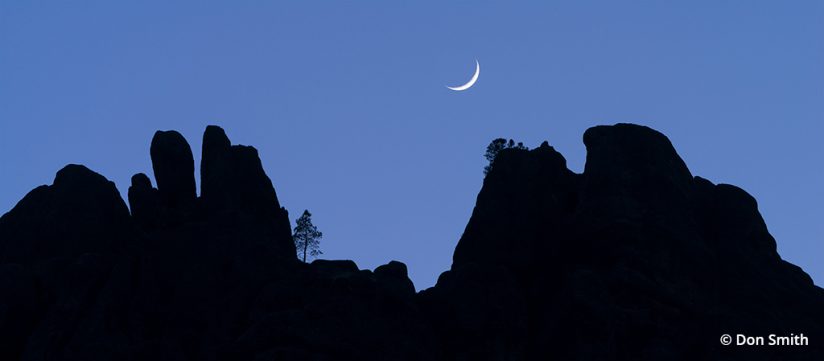 Crescent moon at Pinnacles National Park
